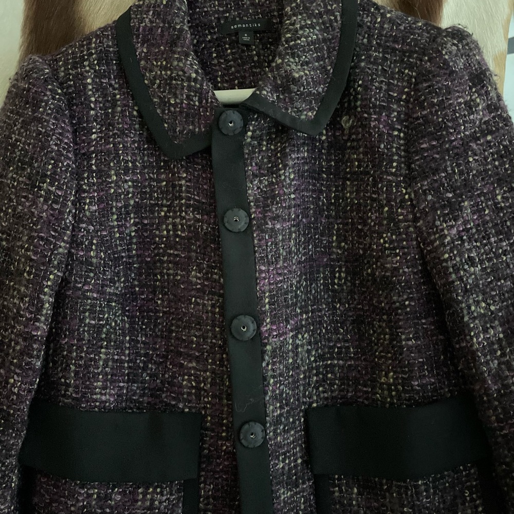 Wool Semantics Cropped Sleeve Blazer.See detail from label.